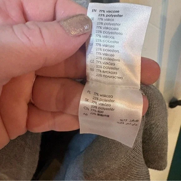 Holly & Whyte Lindex Gray Striped Long Sleeve Turtleneck Viscose Knit Top L - Picture 6 of 10